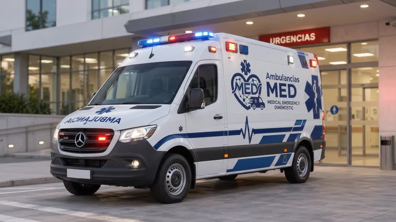 Ambulancia MED en el acceso a urgencias