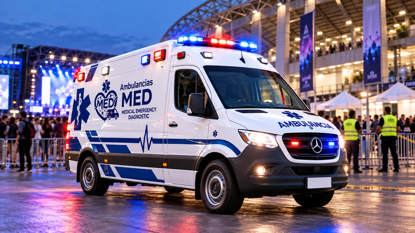 Ambulancia MED cubriendo un evento concurrido